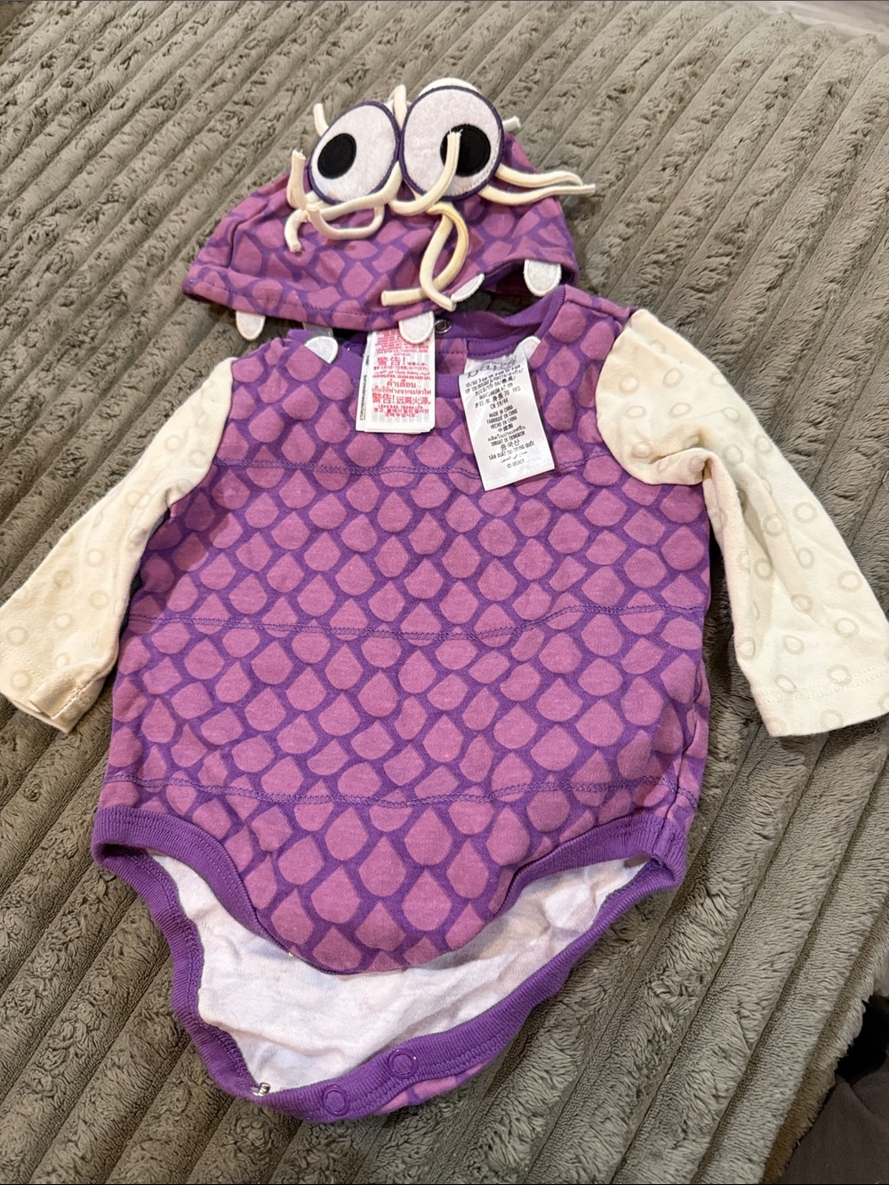 Disney Purple and Cream Monster Hooded One-Piece Bodysuit